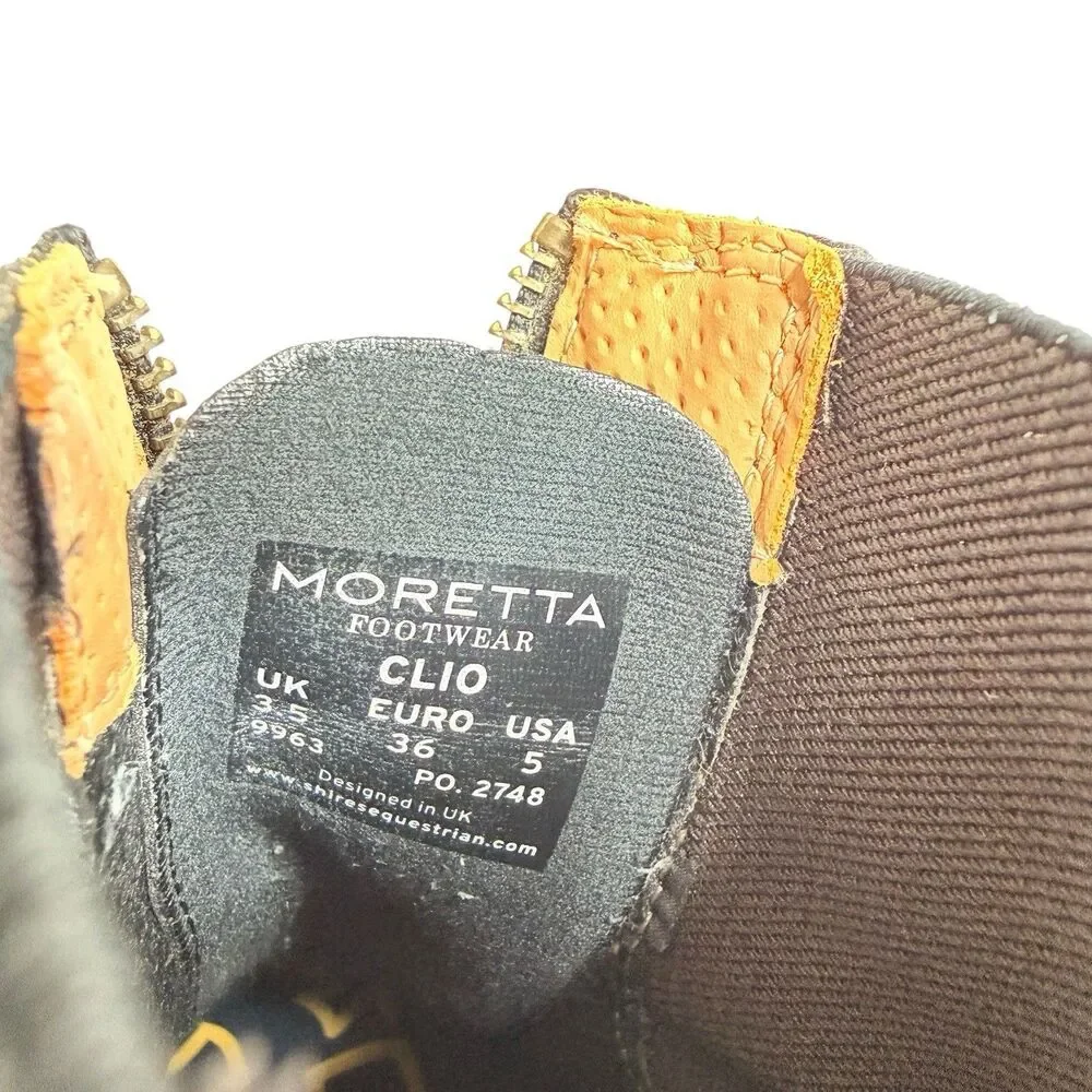 Moretta Clio Paddock Boots Women’s 5 Black Front Zip Equestrian Riding Chelsea